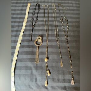 Necklace Set (4) +bonus pendant. Silver,black,pearl,marcasite. Sparkle,bling.